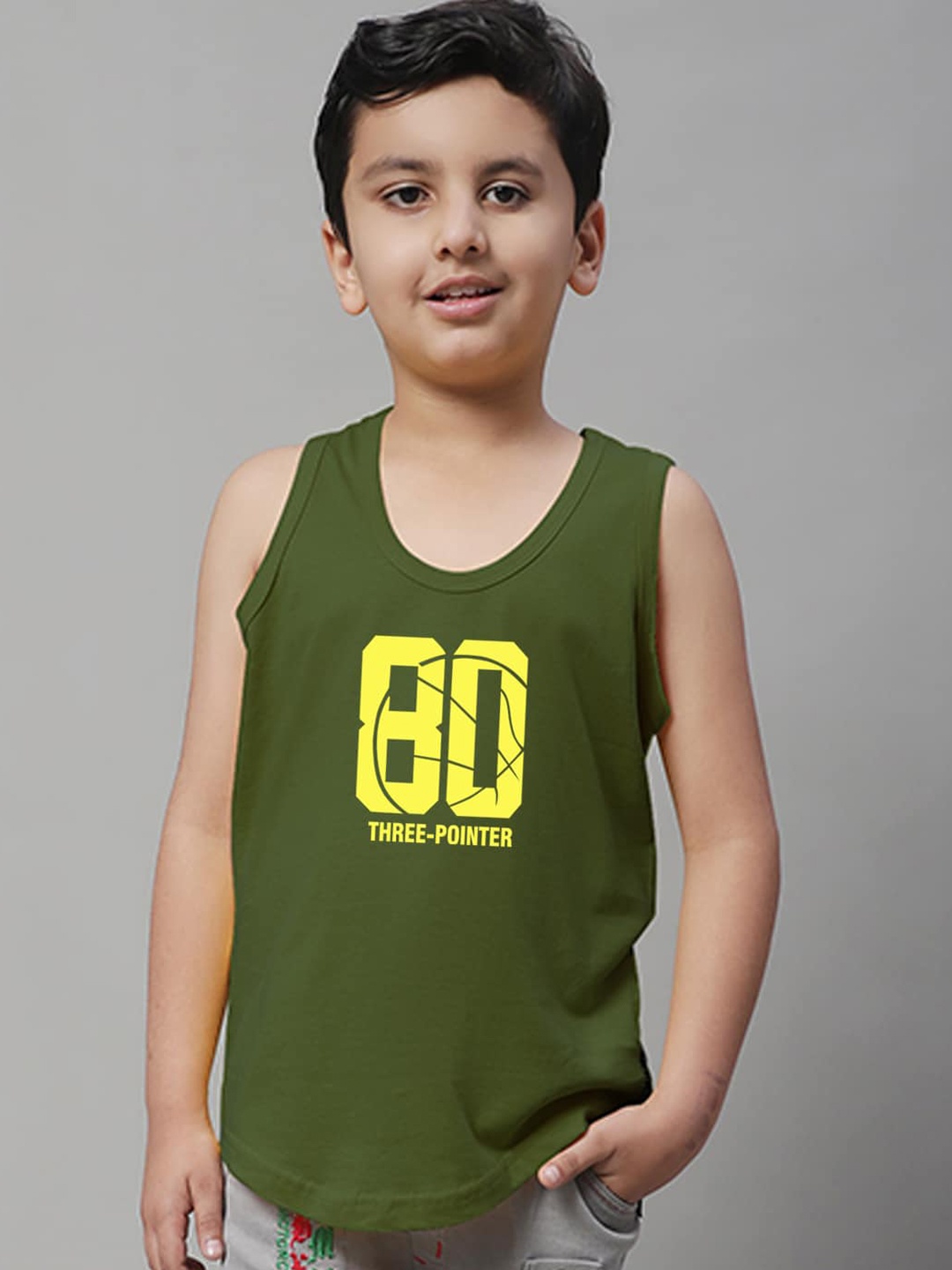 

Friskers Boys Printed Pure Cotton Innerwear Vests KDC457-34-2-3Y, Olive