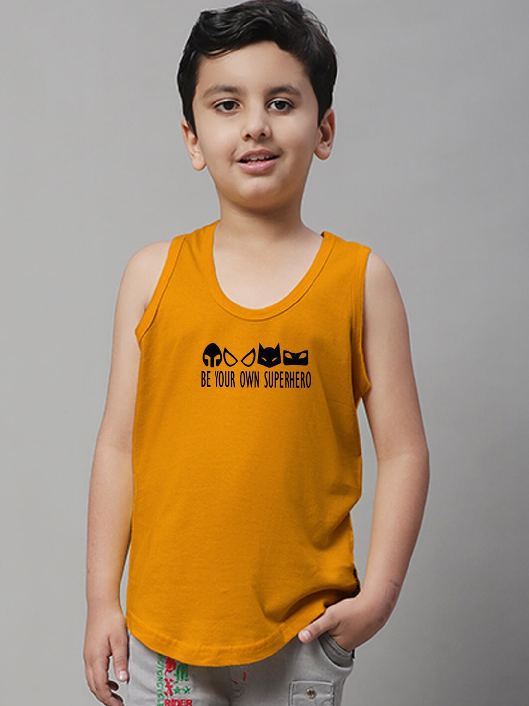 

Friskers Boys Printed Skin Friendly Pure Cotton Gym Innerwear Vest, Yellow