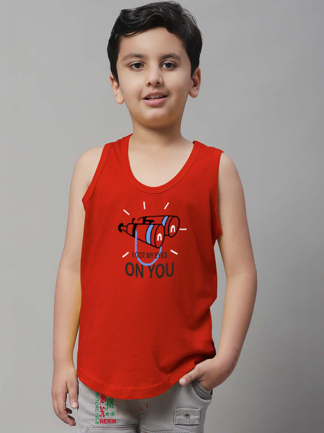 

Friskers Boys Typographic Printed Pure Cotton Innerwear Vests, Red