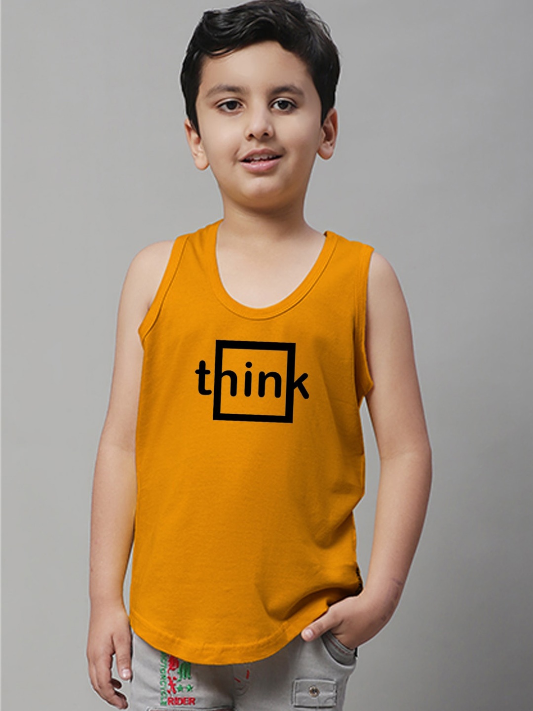 

Friskers Boys Typography Printed Pure Cotton Innerwear Vests, Yellow