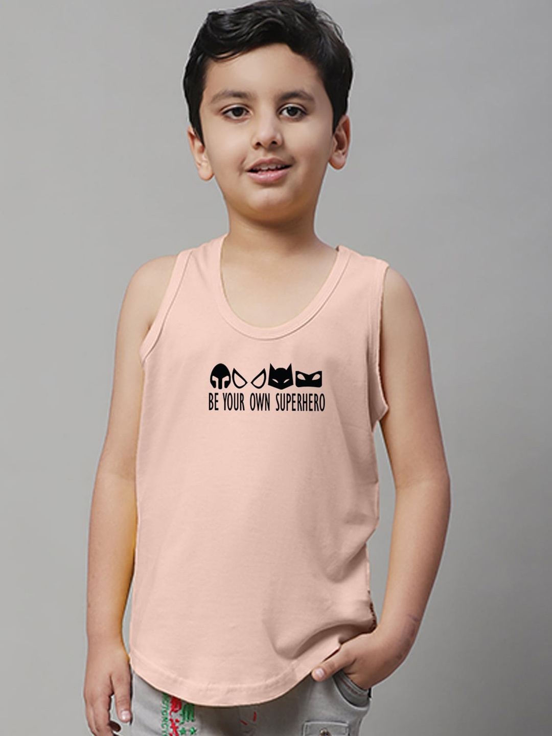 

Friskers Boys Printed Skin Friendly Pure Cotton Gym Innerwear Vest, Coral