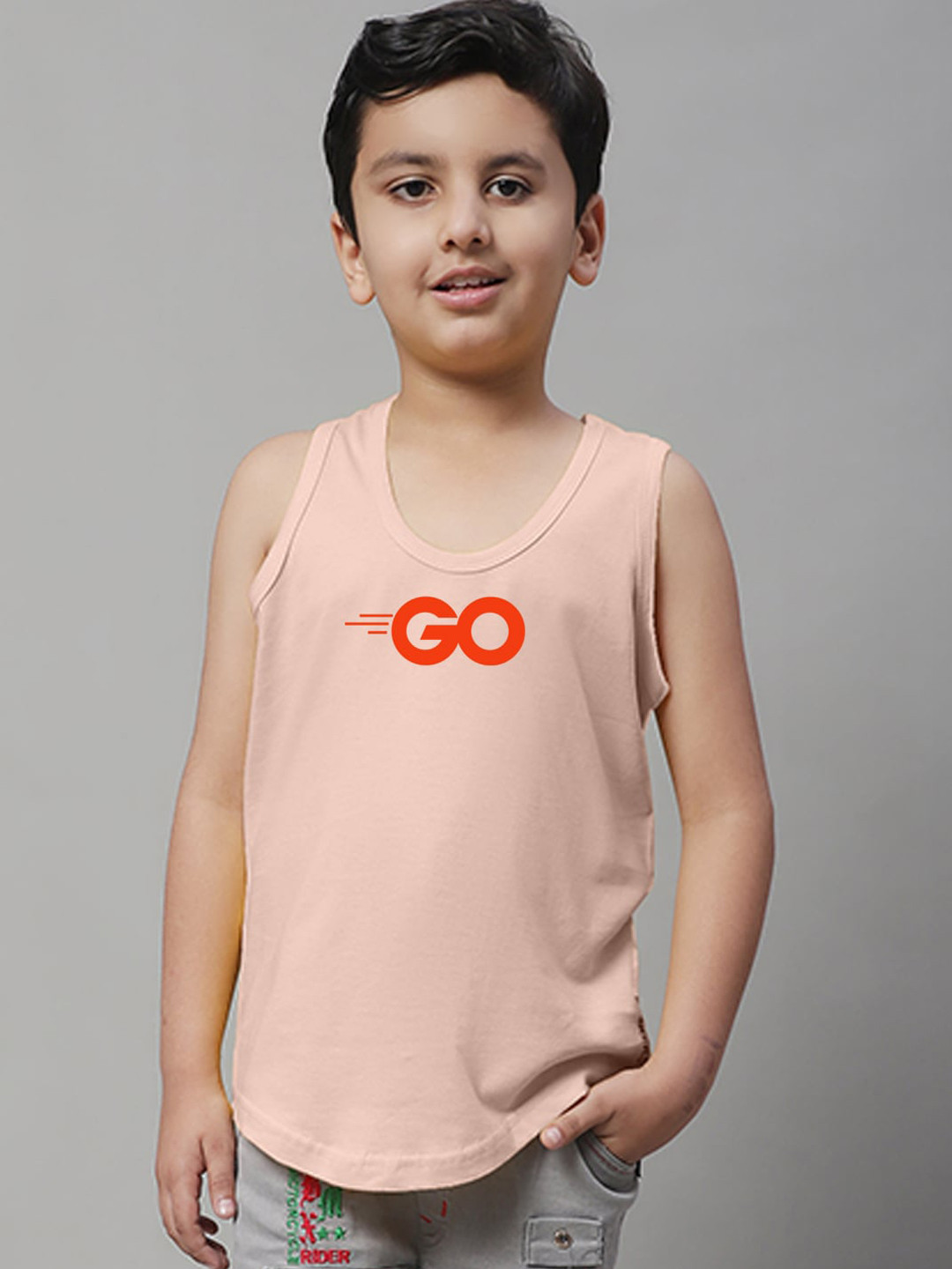 

Friskers Boys Printed Skin Friendly Pure Cotton Gym Innerwear Vest, Coral
