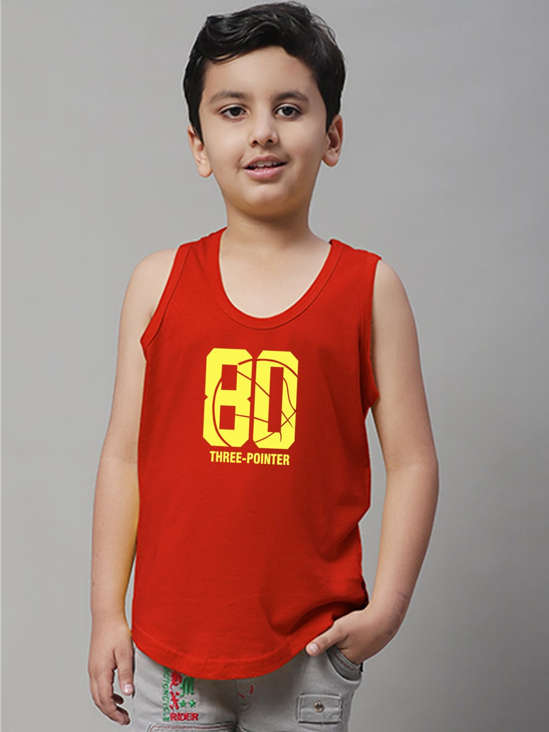 

Friskers Boys Printed Skin Friendly Pure Cotton Gym Innerwear Vest, Red