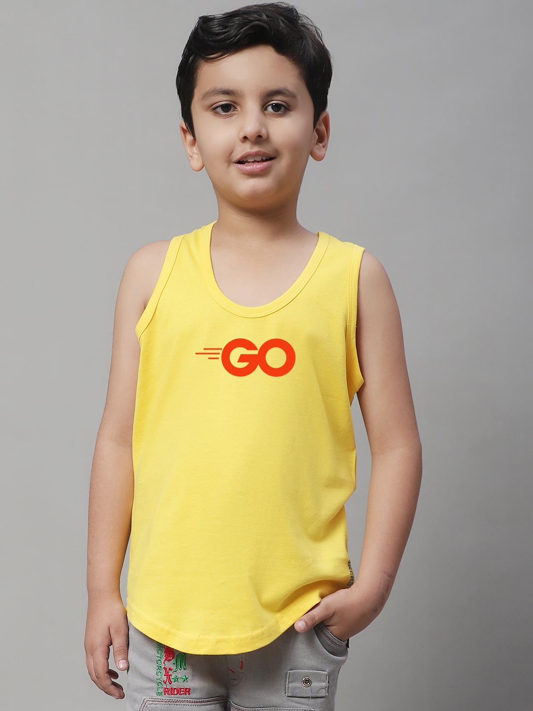 

Friskers Boys Typographic Printed Pure Cotton Innerwear Vests, Yellow