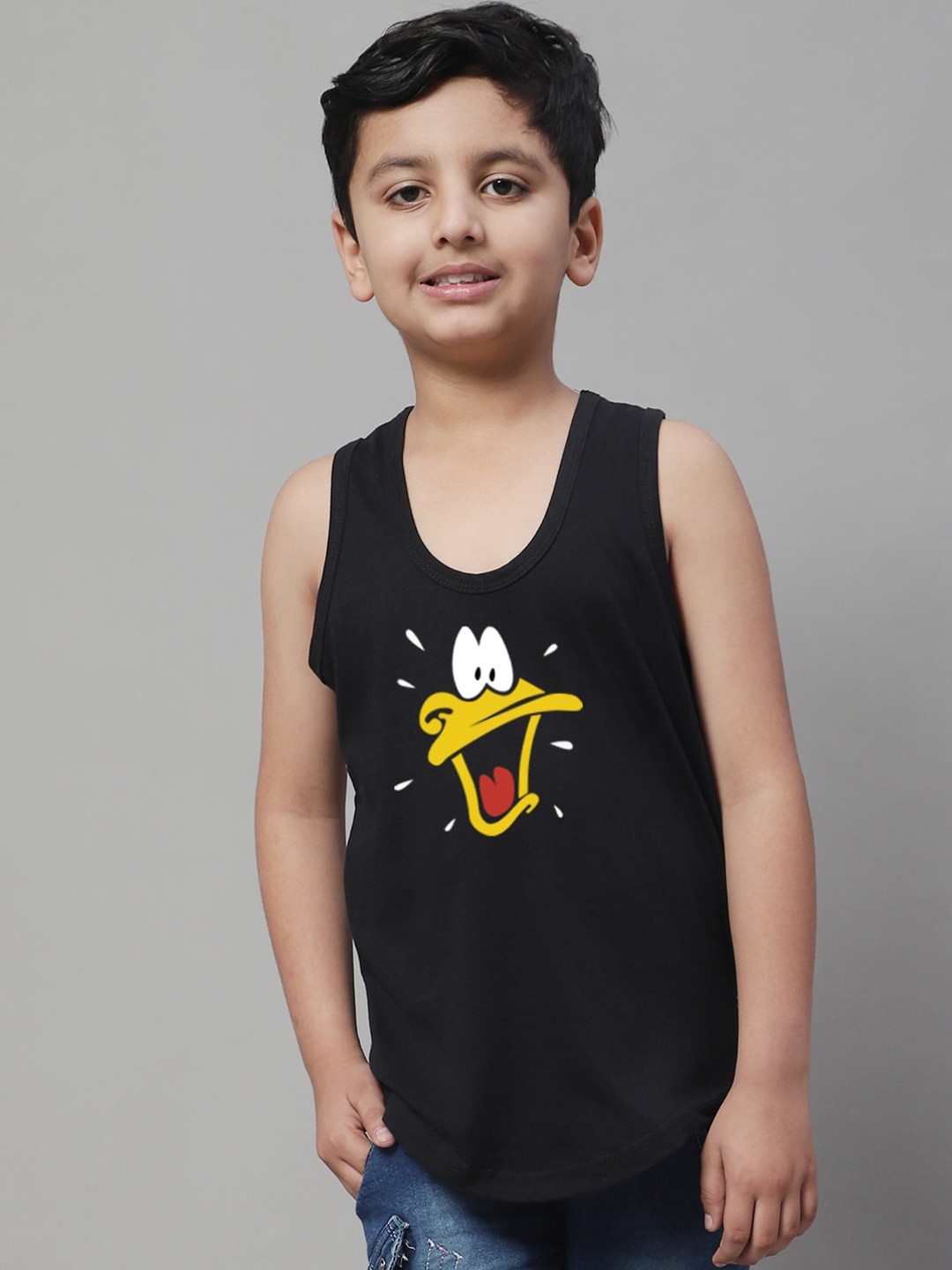 

Friskers Boys Printed Skin Friendly Pure Cotton Gym Innerwear Vest, Black