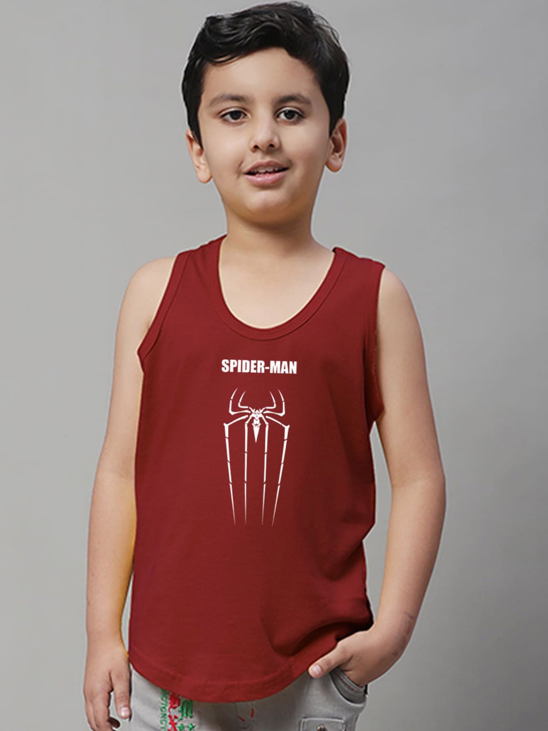 

Friskers Boys Spiderman Printed Reflective Pure Cotton Innerwear Vests KDC474-14-2-3Y, Maroon