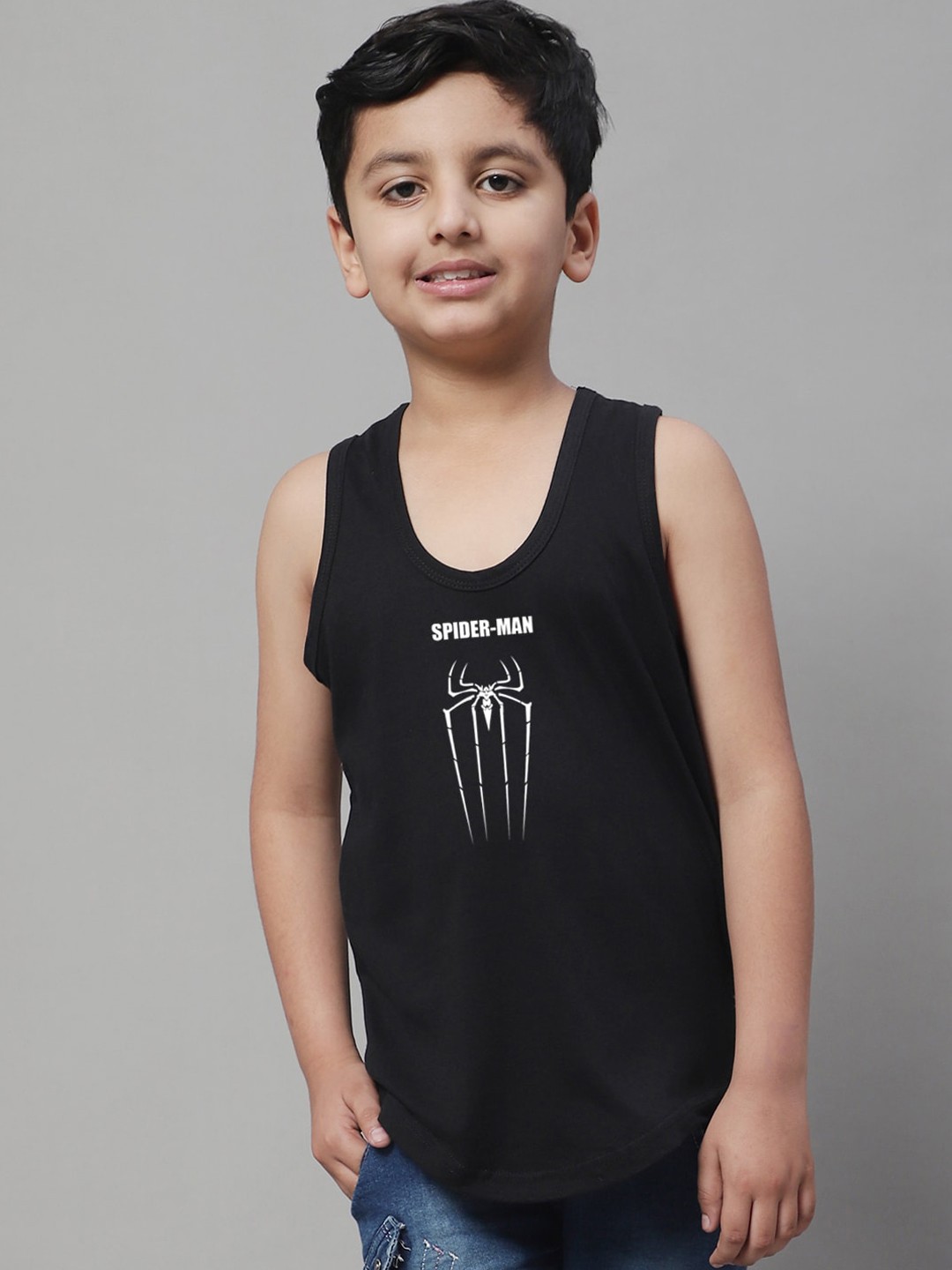 

Friskers Boys Printed Pure Cotton Innerwear Vests, Black