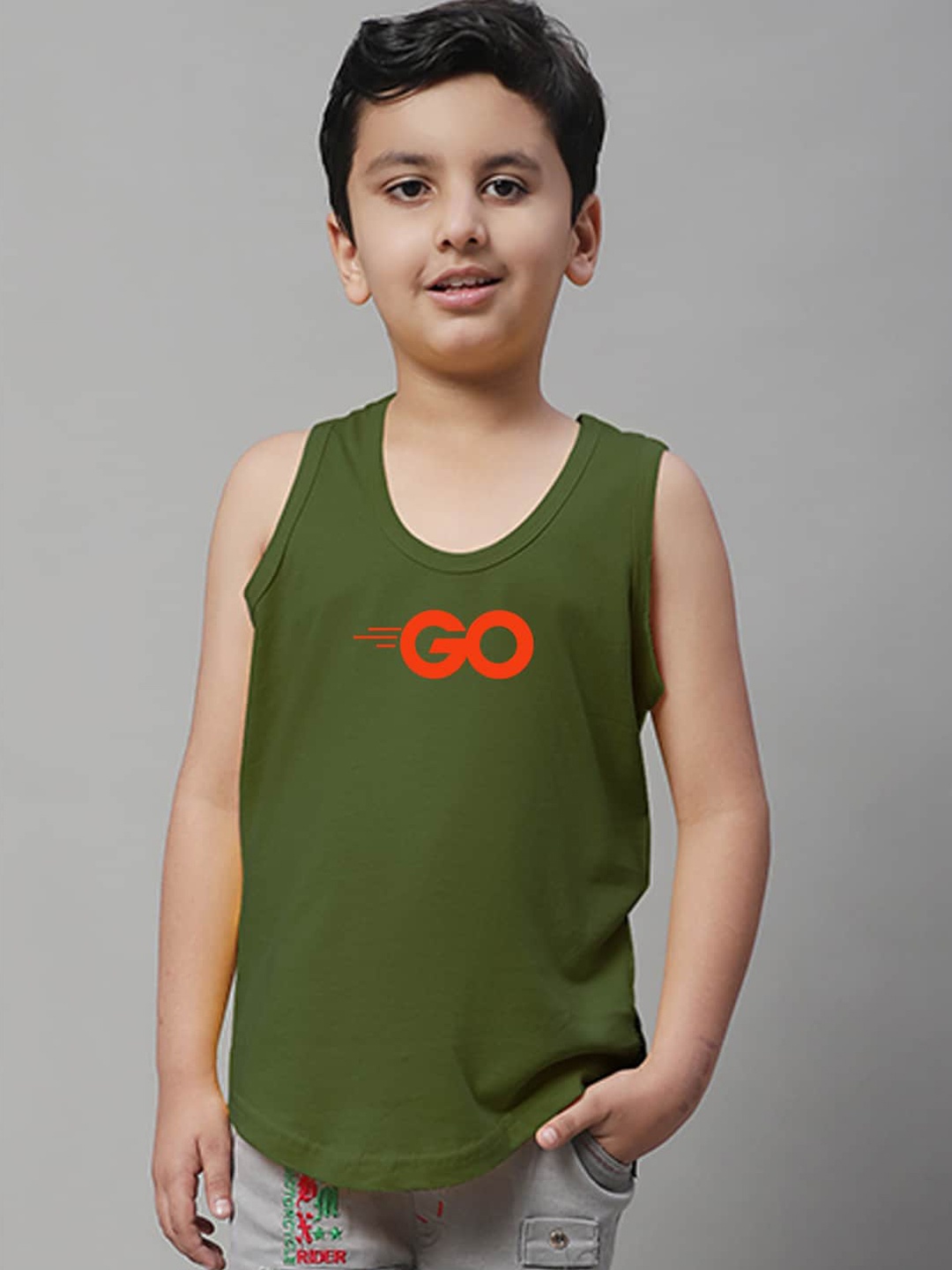 

Friskers Boys Printed Bio Wash Pure Cotton Innerwear Vests KDC491-34-2-3Y, Olive