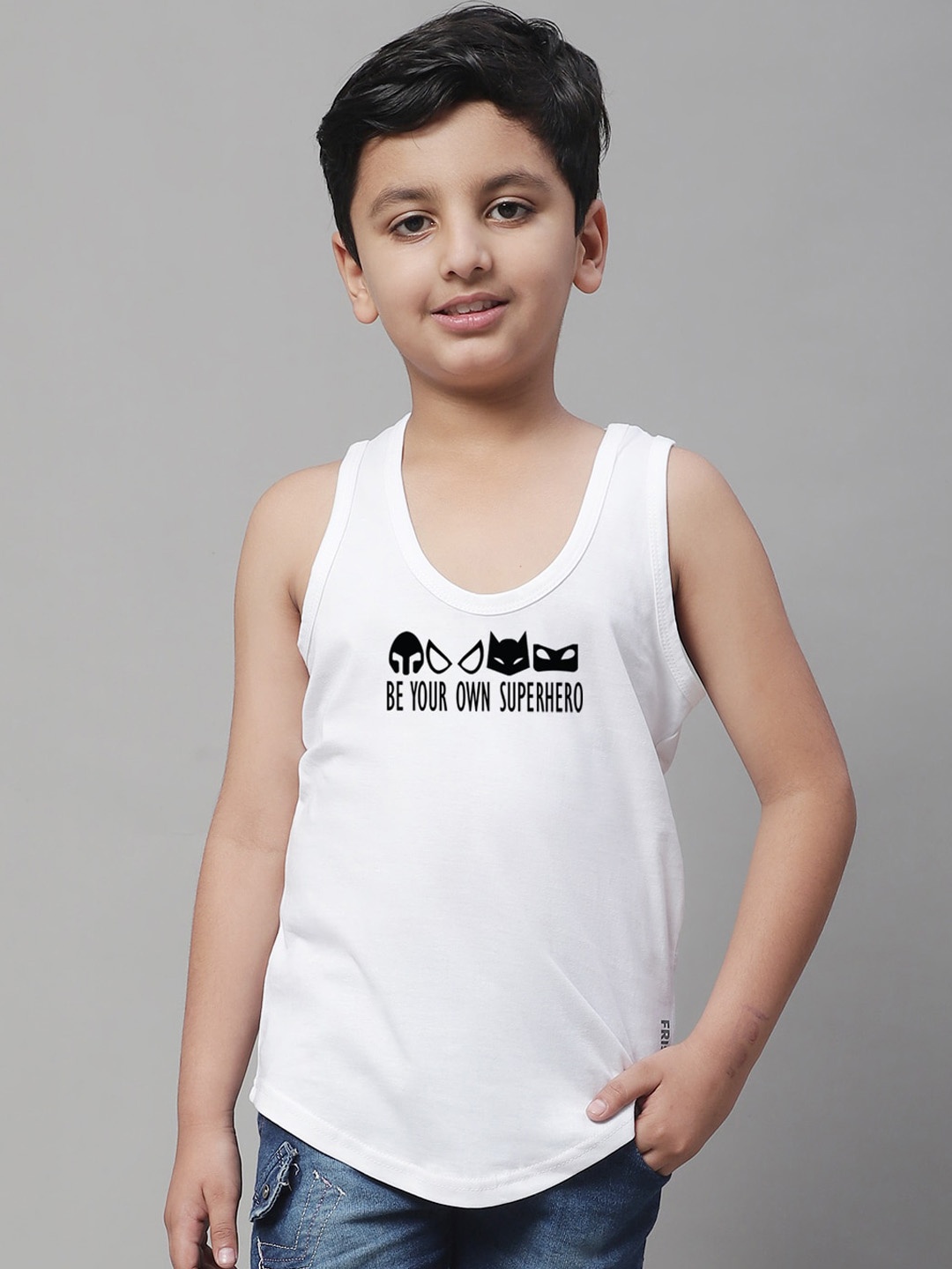 

Friskers Boys Typography Printed Pure Cotton Innerwear Vests, White