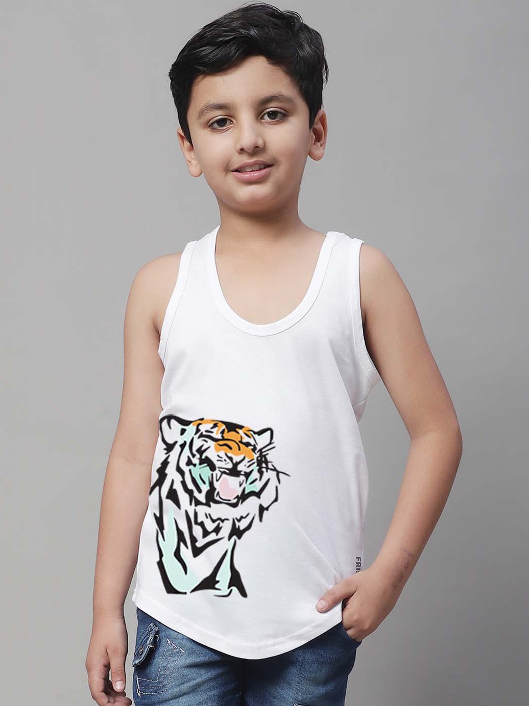 

Friskers Boys Printed Pure Cotton Innerwear Vests KDC459-02-2-3Y, White