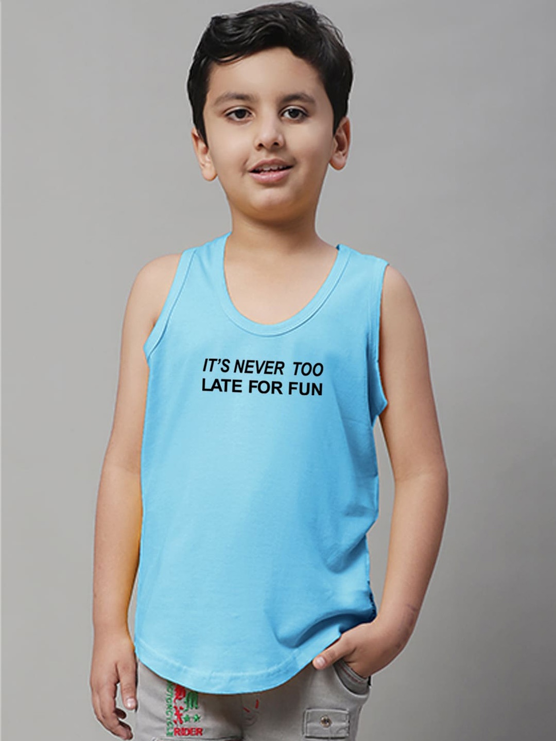 

Friskers Boys Typography Printed Pure Cotton Innerwear Vests, Turquoise blue