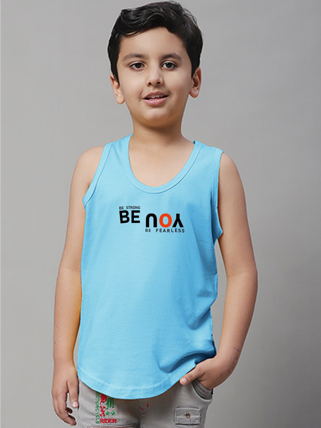 

Friskers Boys Typography Printed Pure Cotton Innerwear Vests, Turquoise blue
