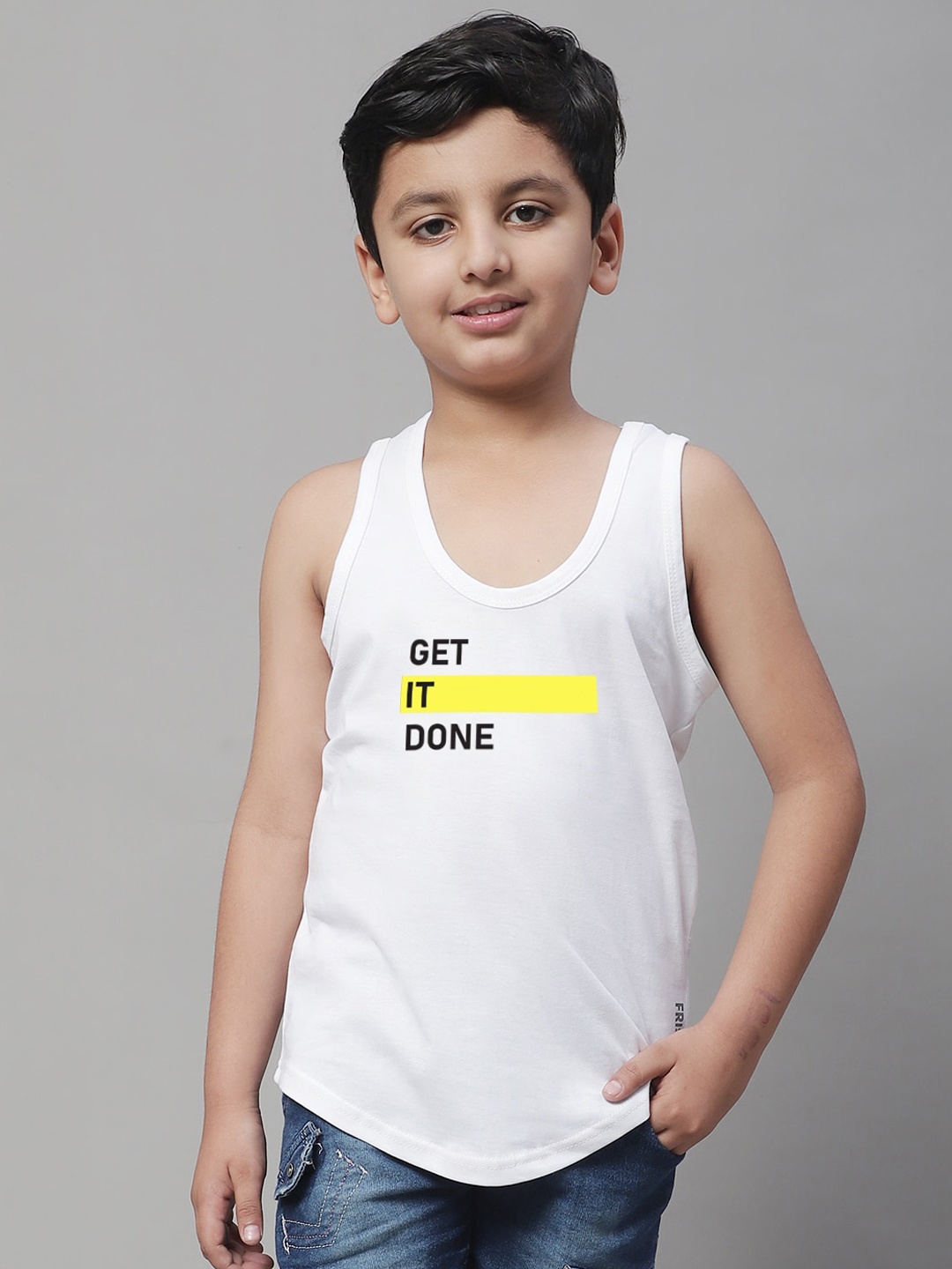 

Friskers Boys Printed Pure Cotton Innerwear Vests, White