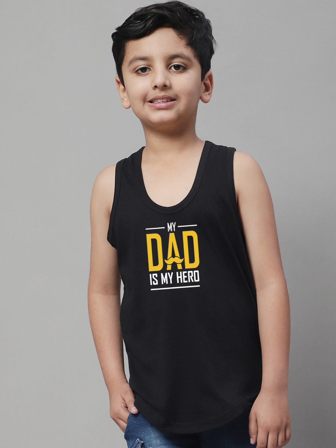 

Friskers Boys Printed Pure Cotton Innerwear Vests, Black