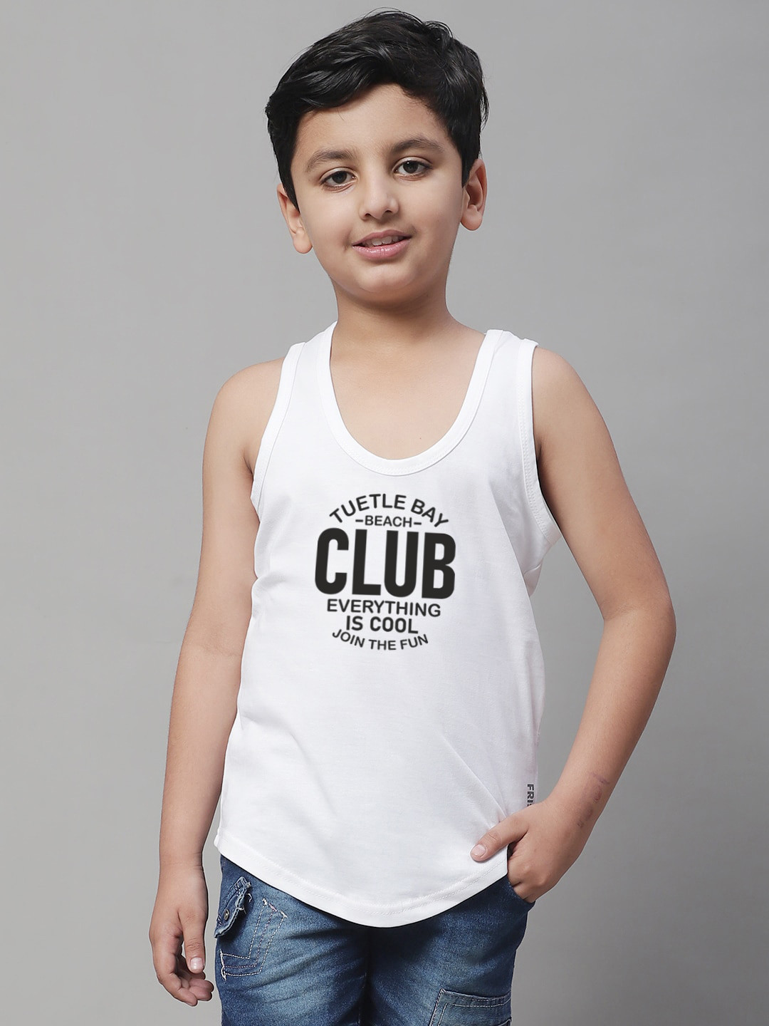 

Friskers Boys Printed Pure Cotton Innerwear Vests, White