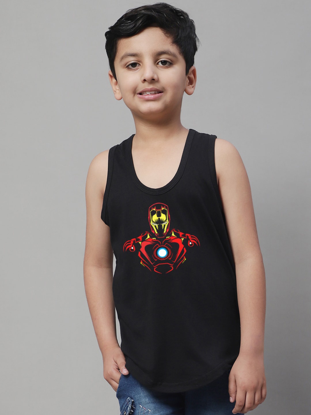 

Friskers Boys Printed Skin Friendly Pure Cotton Gym Innerwear Vest, Black