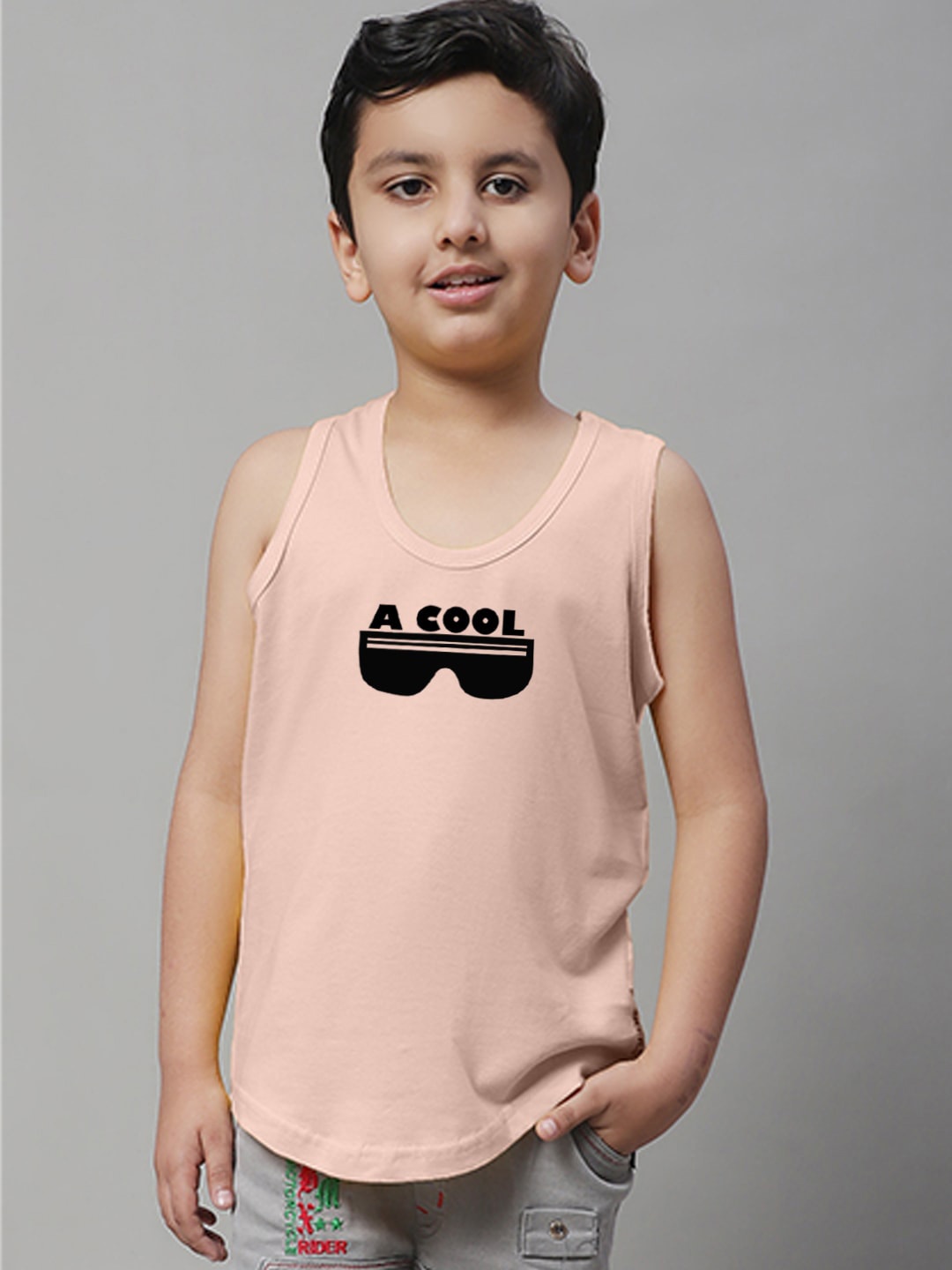 

Friskers Boys Typography Printed Pure Cotton Innerwear Vests, Coral