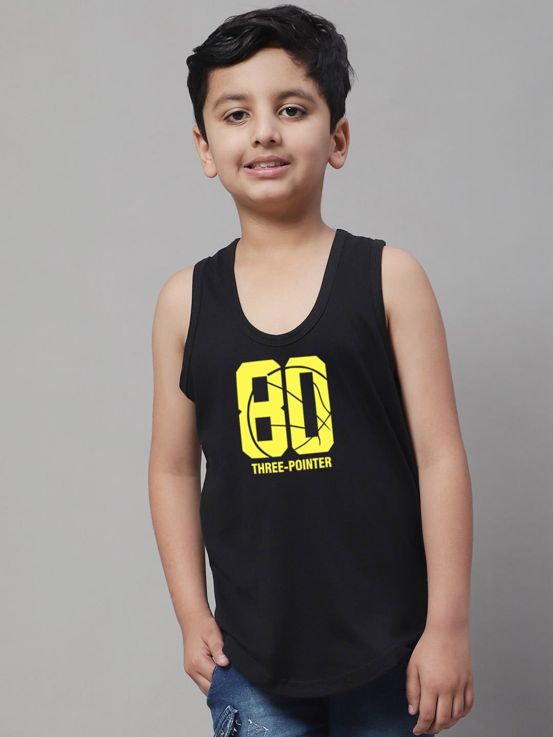 

Friskers Boys Printed Pure Cotton Innerwear Vest, Black