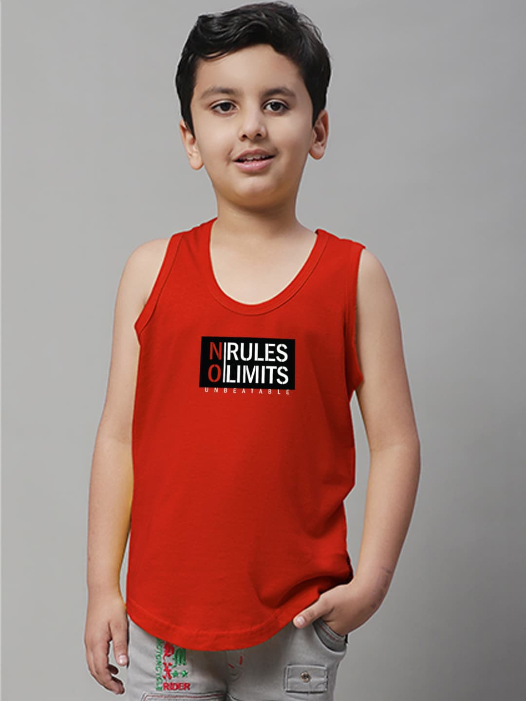 

Friskers Boys Typography Printed Pure Cotton Innerwear Vests, Red