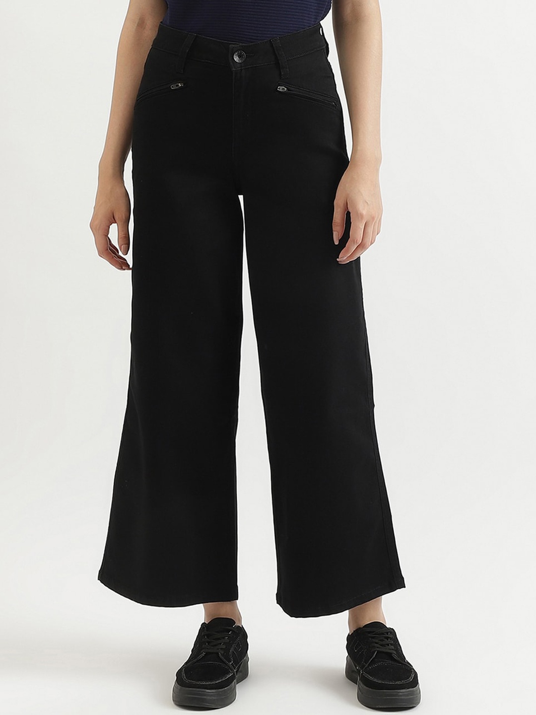 United Colors of Benetton Women High-Rise Trousers, Black