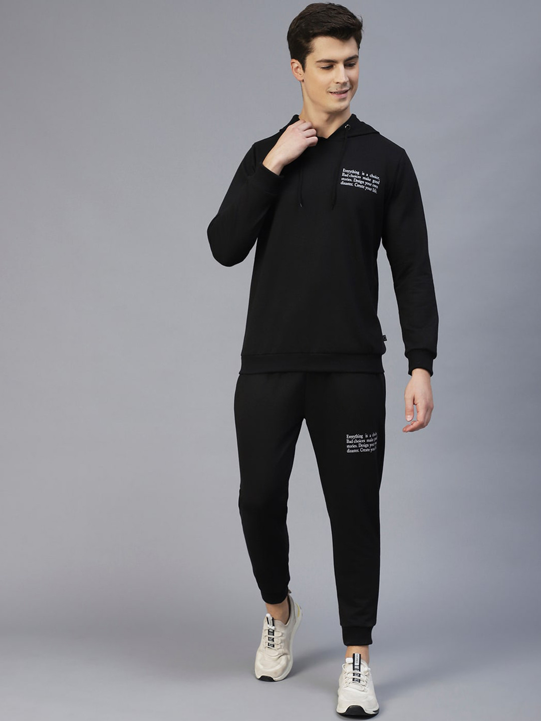 

Rigo Men Printed Hooded Cotton Tracksuits, Black