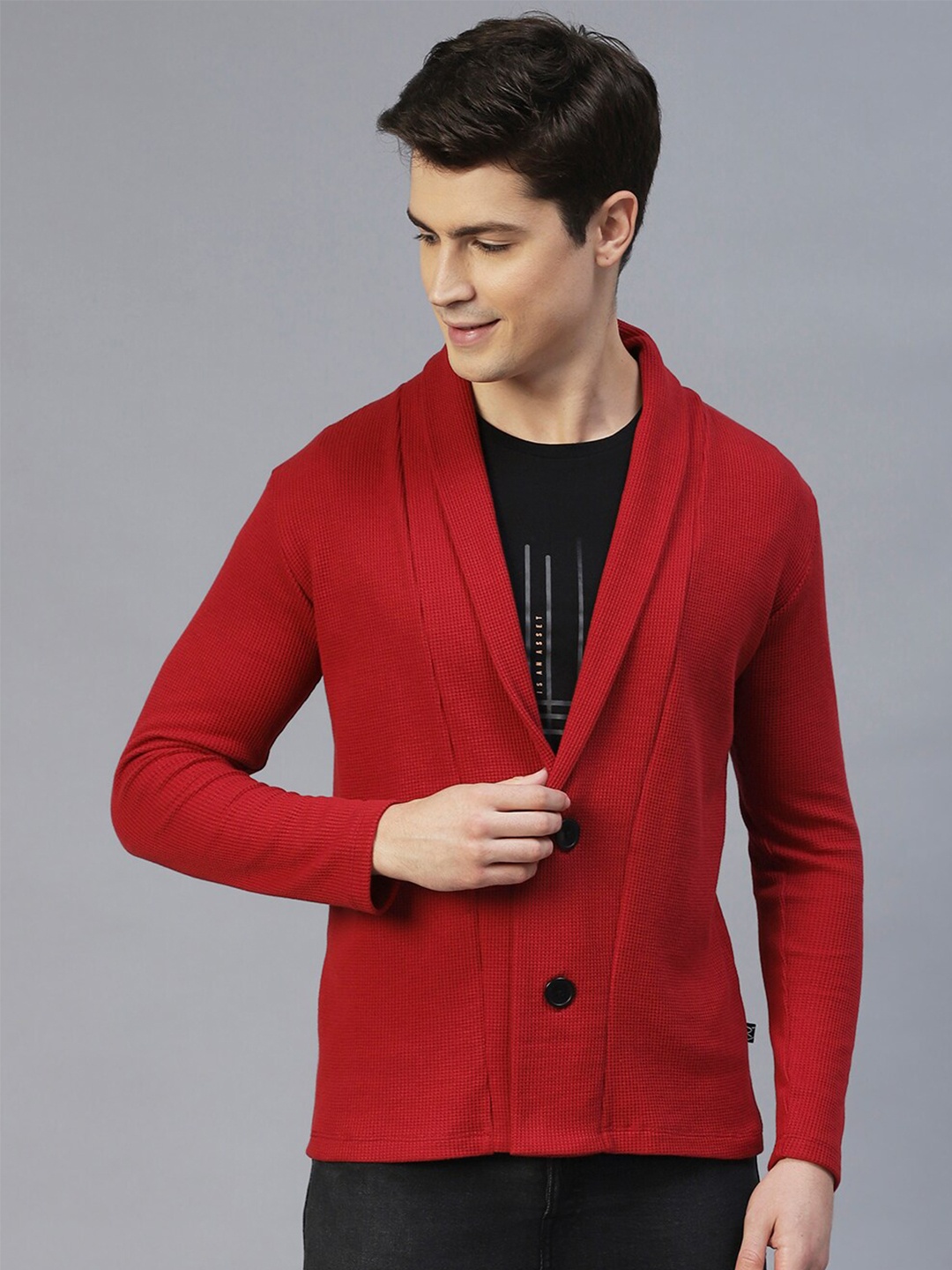 

Rigo Shawl Collar Cotton Shrug, Maroon