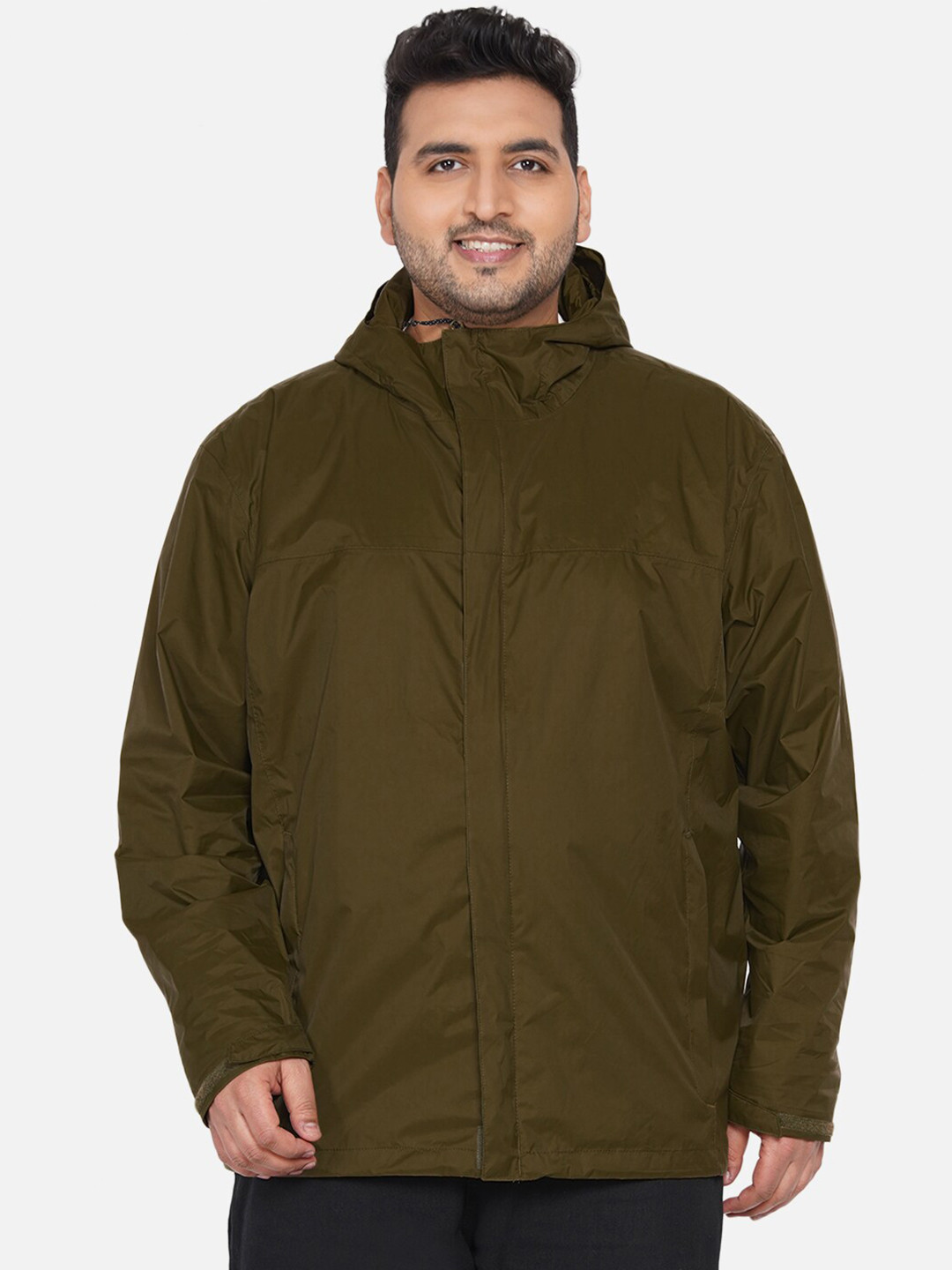 

Santonio Men Plus Size Hooded Pure Cotton Front-Open Sweatshirt, Green