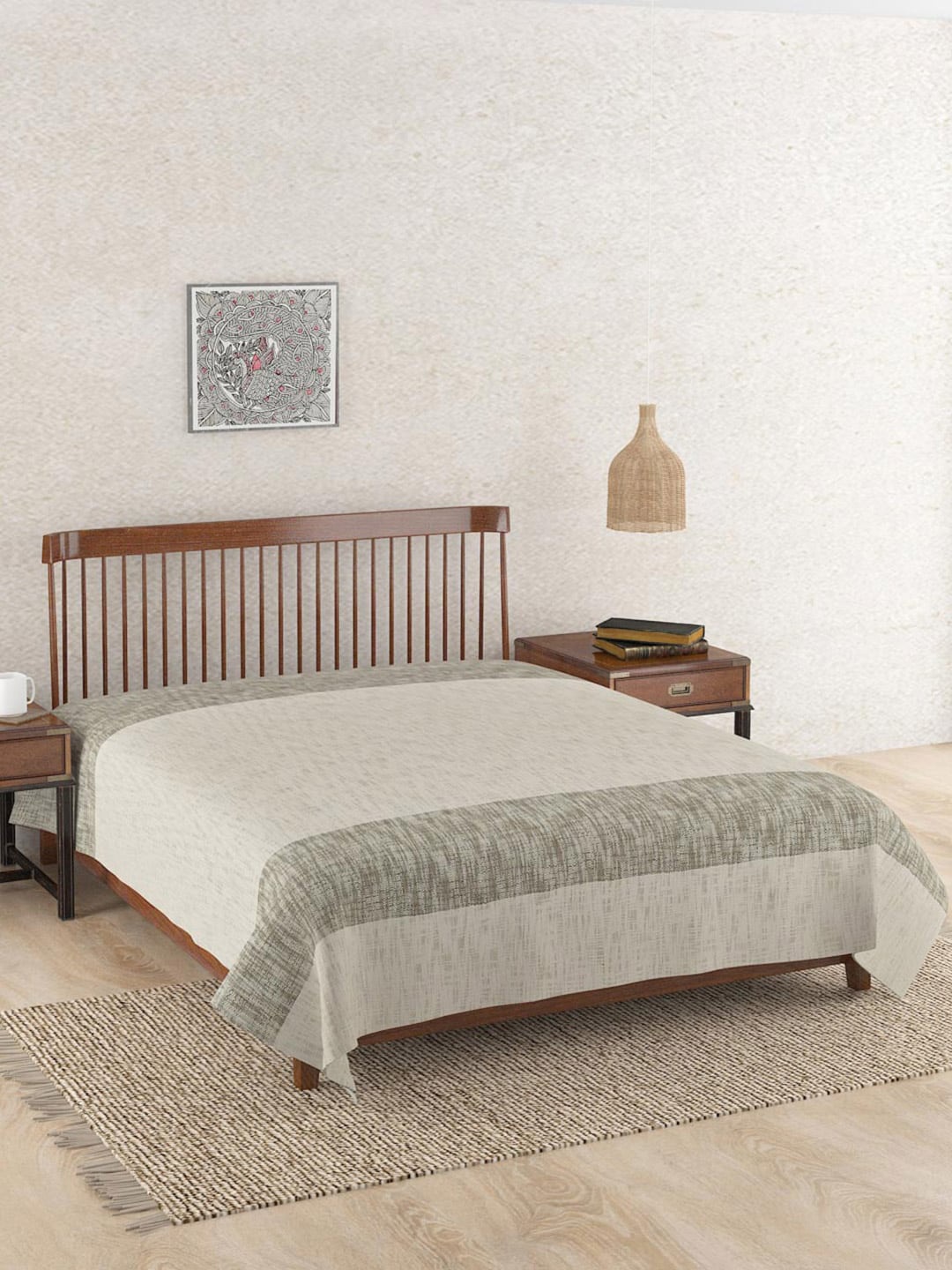 

Fabindia Beige Geometric Printed Cotton Double Queen Bed Cover