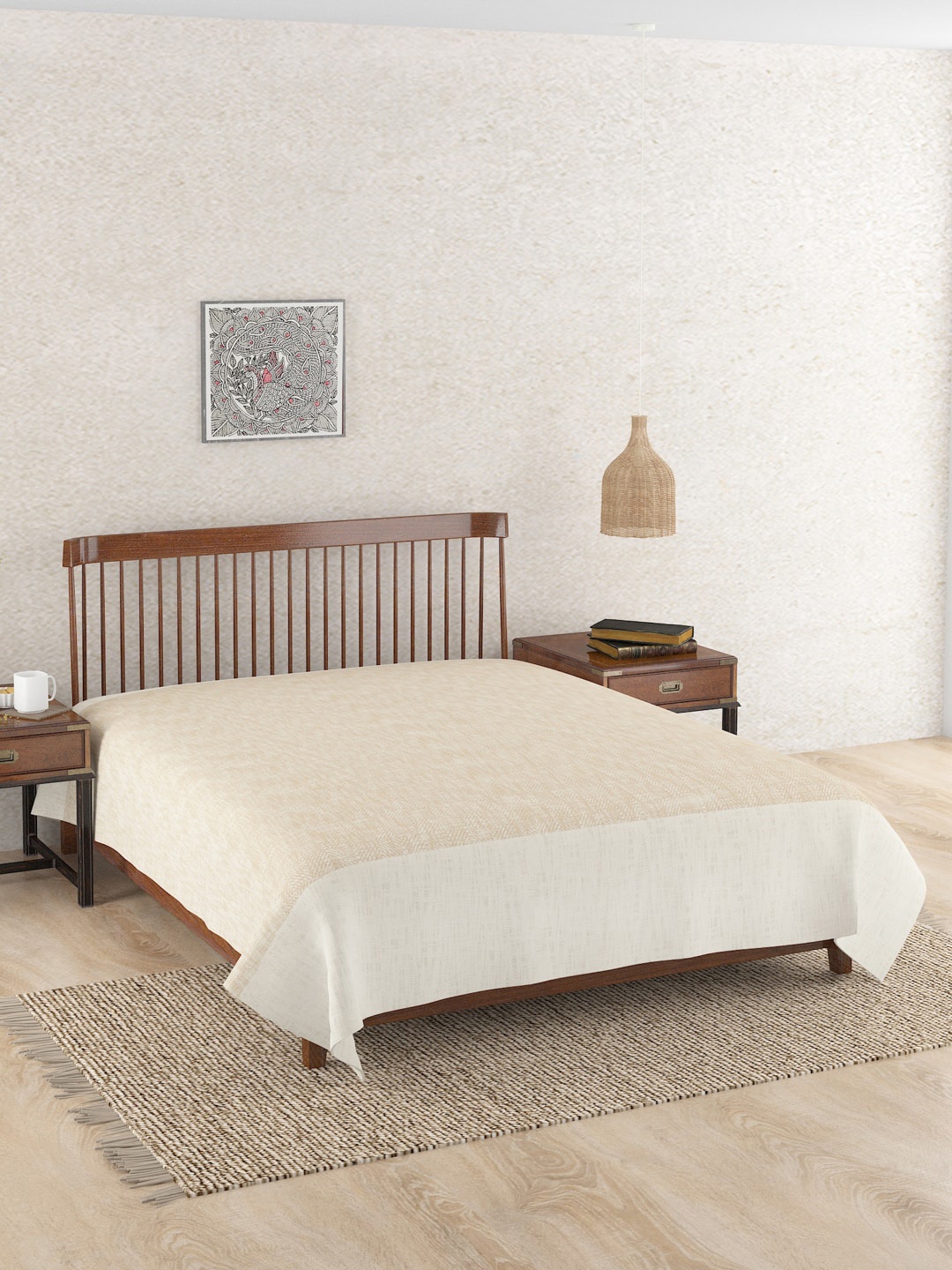 

Fabindia Beige Geometric Printed Cotton Double Queen Bed Cover