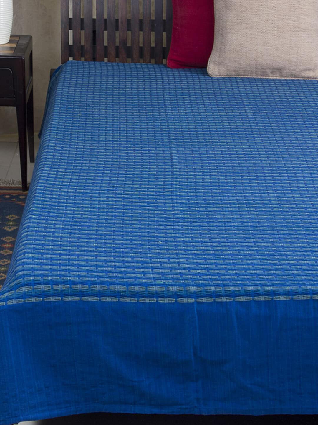 

Fabindia Blue Striped Cotton Double Queen Bed Cover