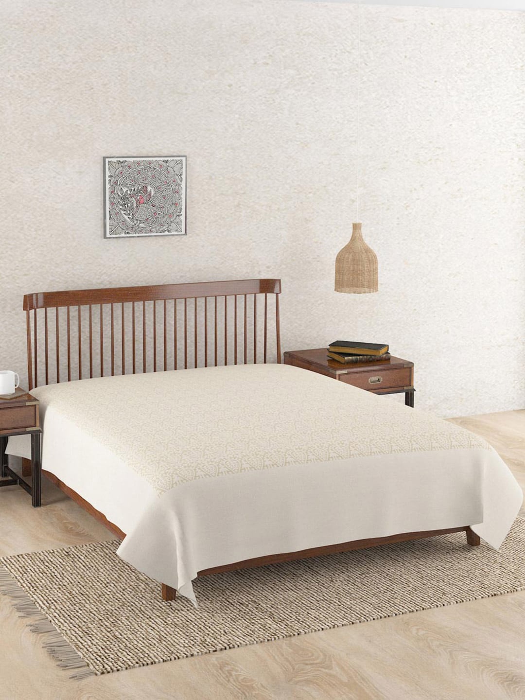 

Fabindia Beige Geometric-Printed Cotton Double Queen Bed Cover