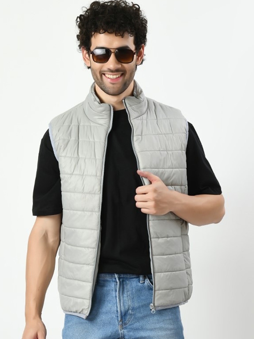 

TBOJ Mock Collar Anti Odour Lightweight Padded Jacket, Grey
