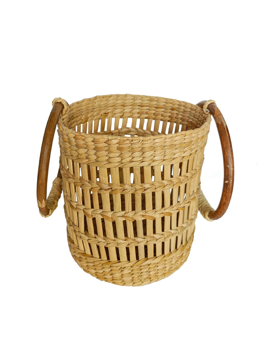 

IMARS Ethnic Motifs Printed Jute Bucket Handbag, Beige