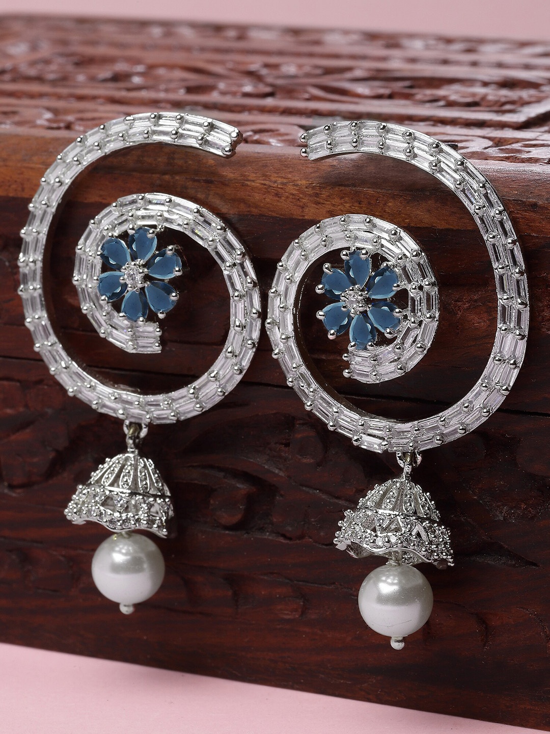 

KARATCART Silver-Plated Contemporary Drop Earrings