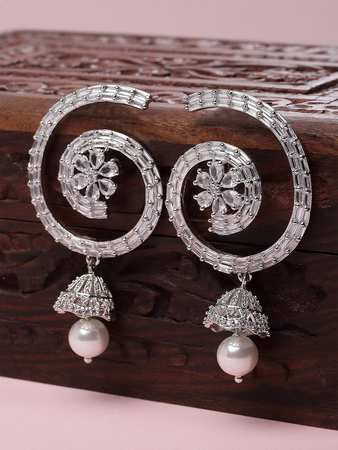

KARATCART Silver-Plated Contemporary Drop Earrings