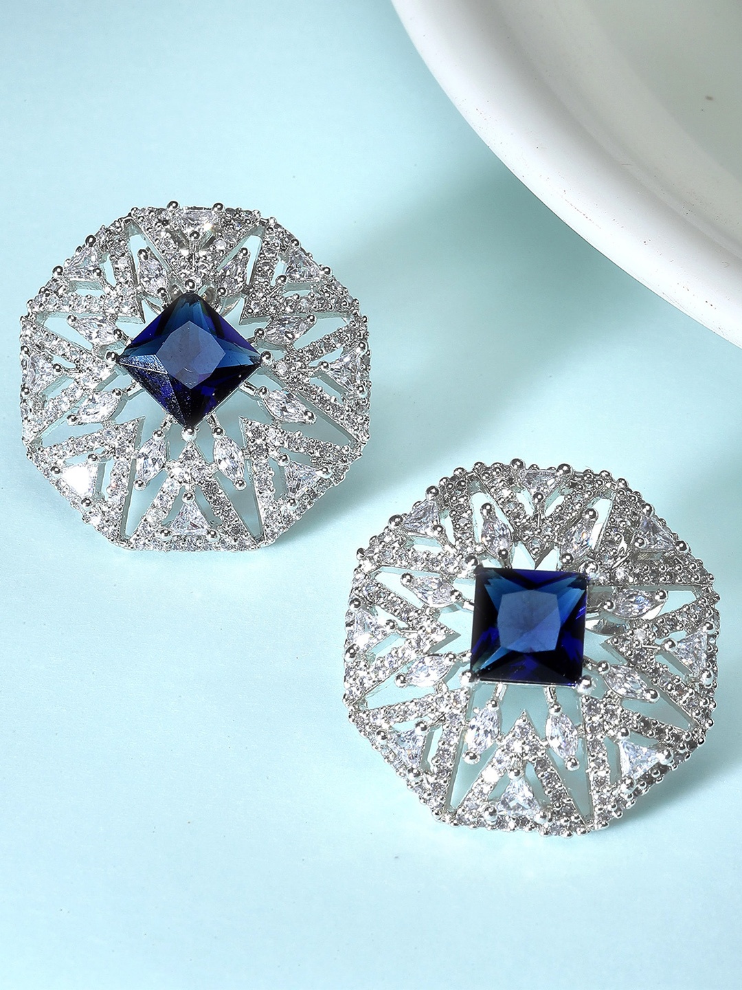 

KARATCART Silver-Plated Contemporary Studs Earrings