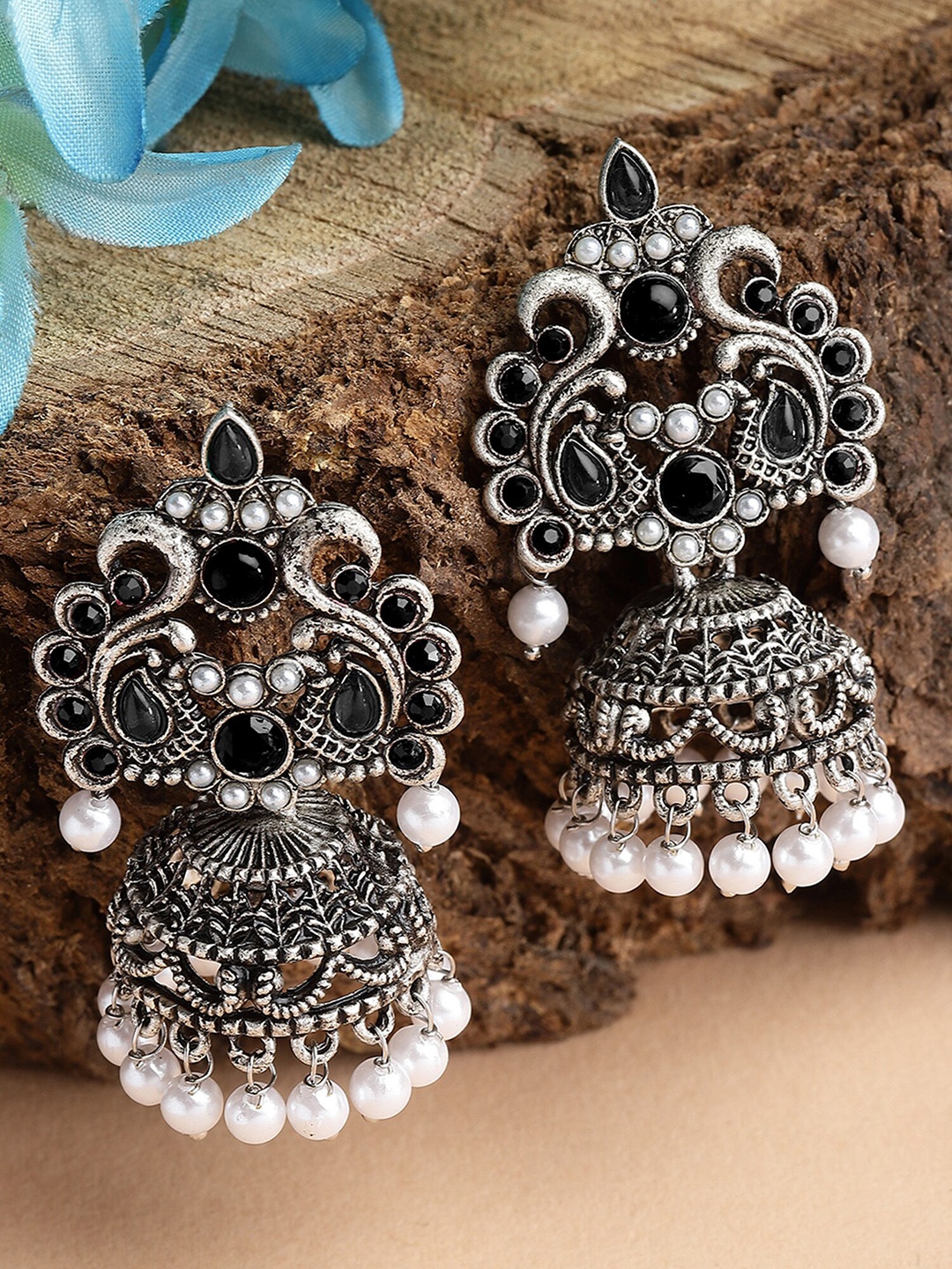 

KARATCART Silver-Plated Contemporary Jhumkas