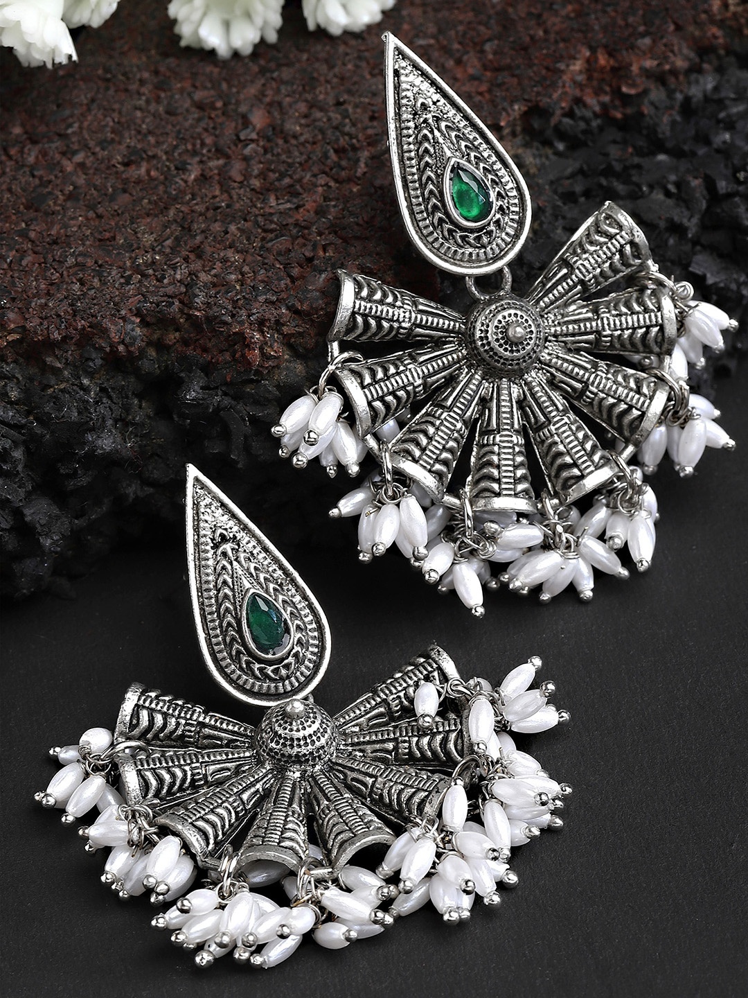 

KARATCART Silver-Plated Contemporary Drop Earrings