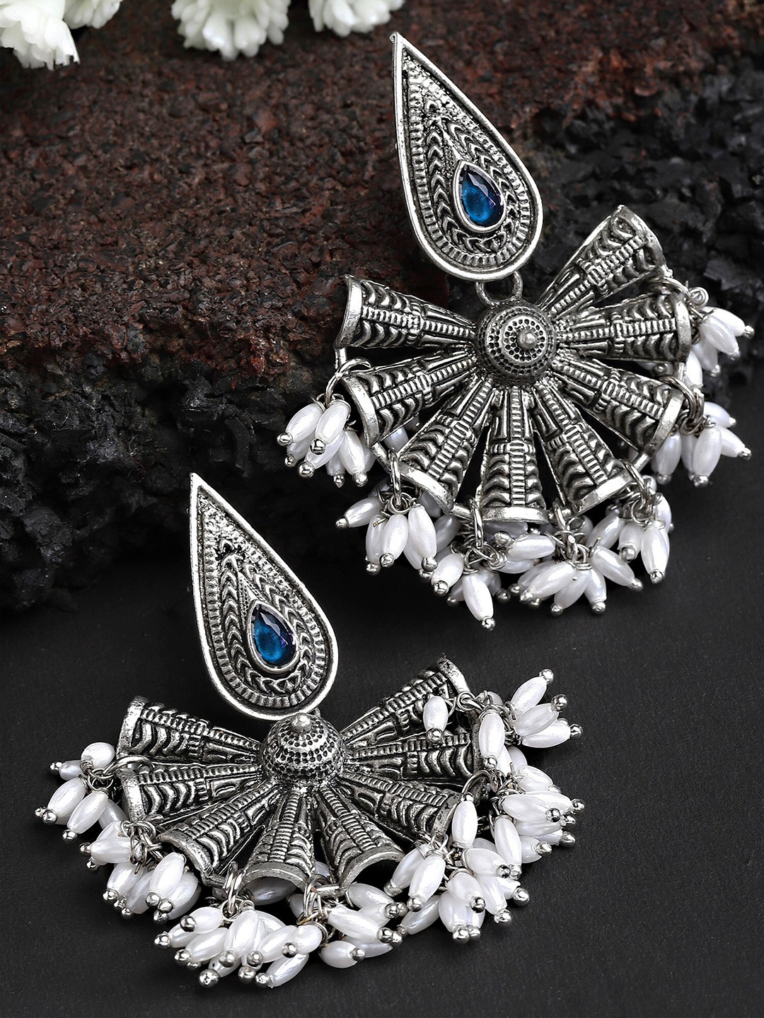 

KARATCART Contemporary Jhumkas Earrings, Blue