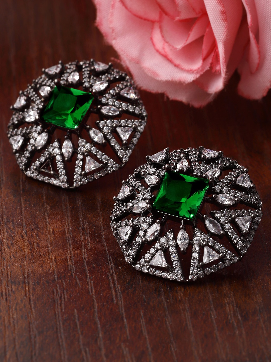 

KARATCART Silver Plated Contemporary Stud Earrings