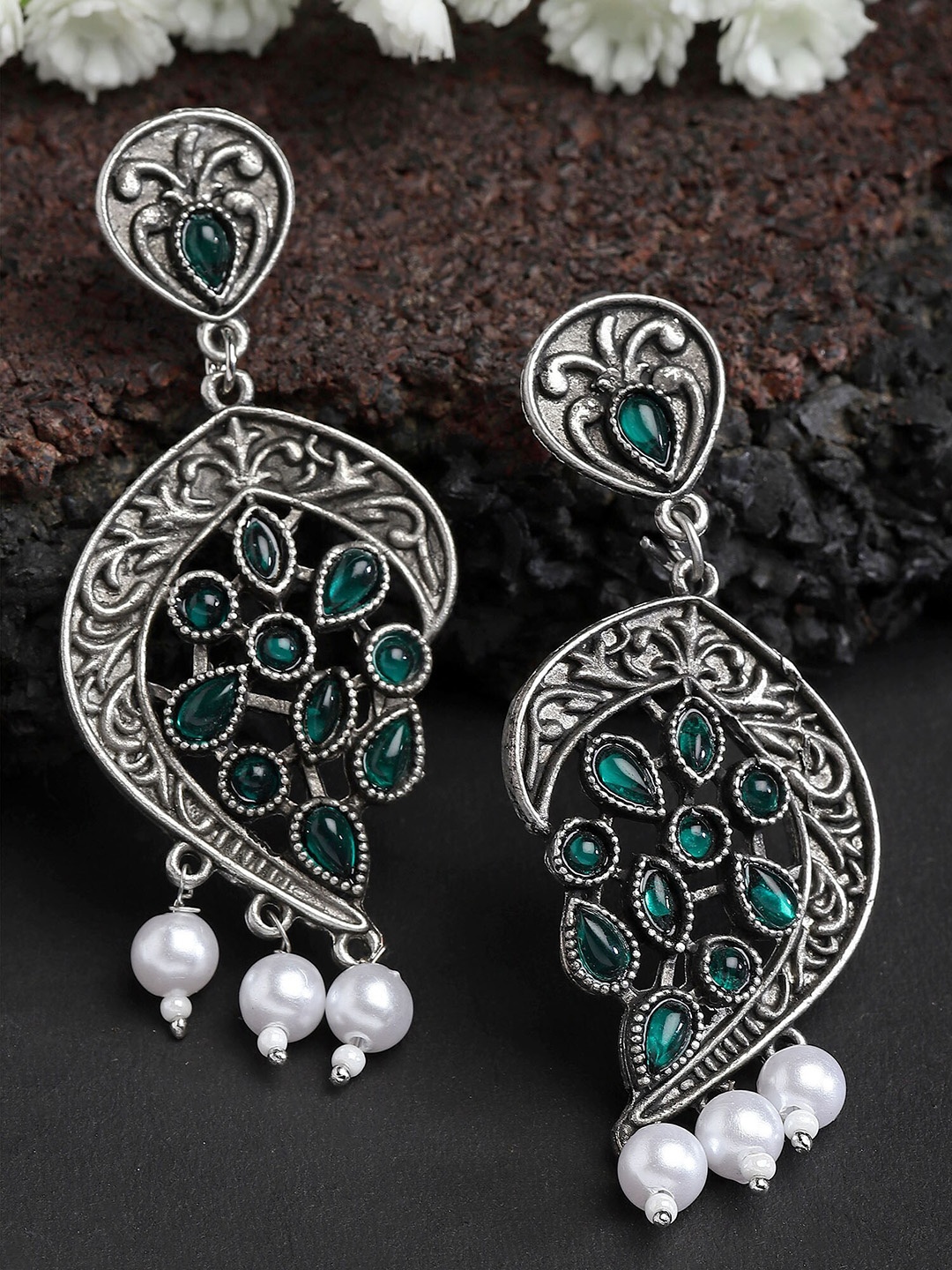 

KARATCART Silver Plated Contemporary Drop Earrings