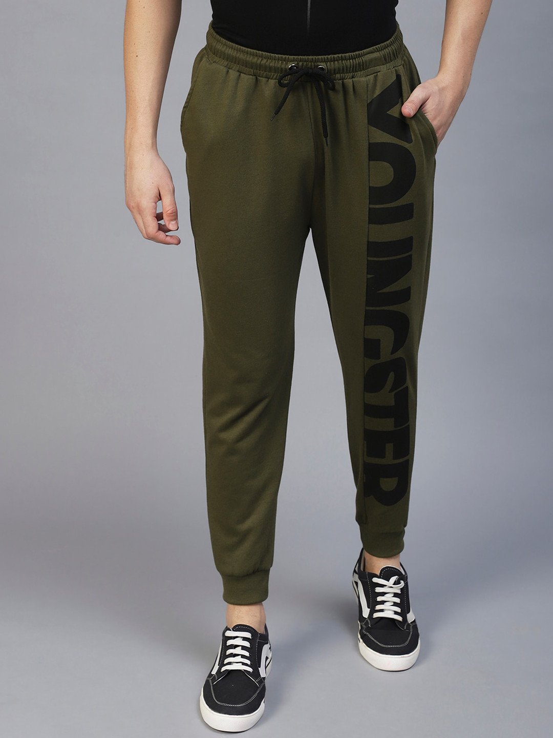

Rigo Men Printed Cotton Joggers, Green