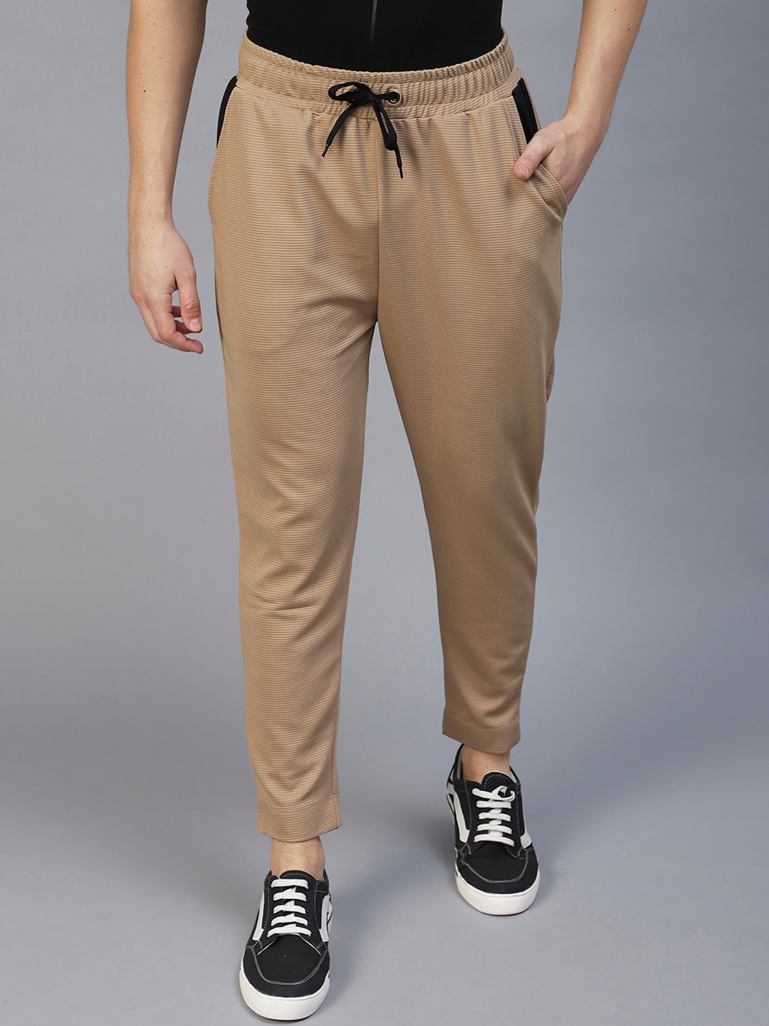 

Rigo Men Self-Design Mid-Rise Track Pant, Beige