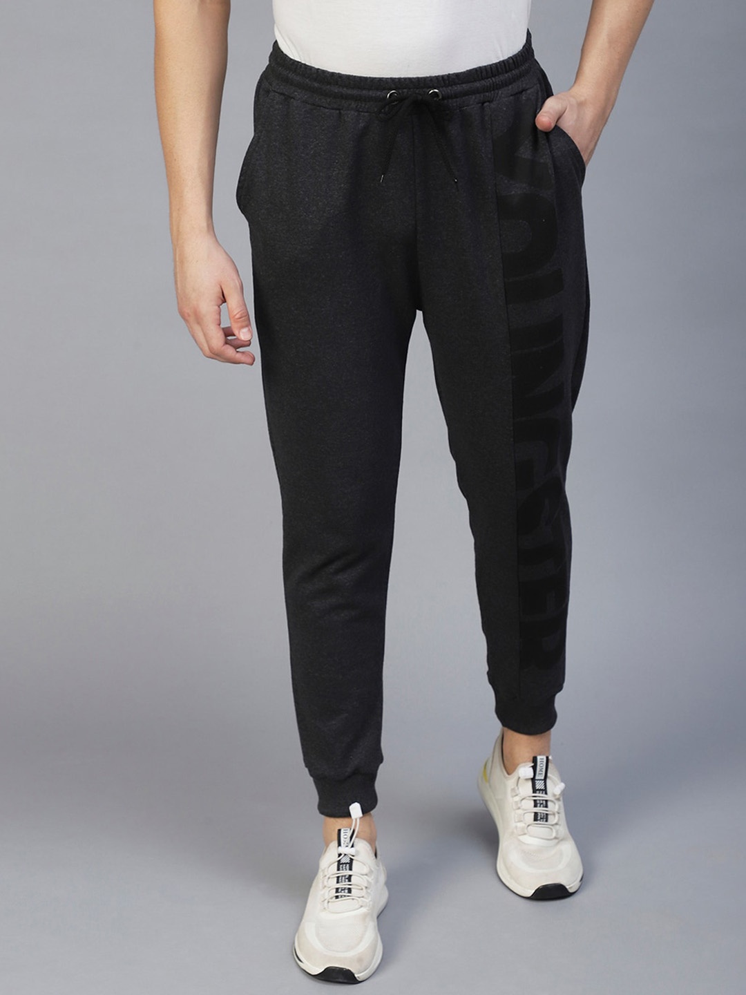 

Rigo Men Printed Regualr Fit Joggers, Charcoal