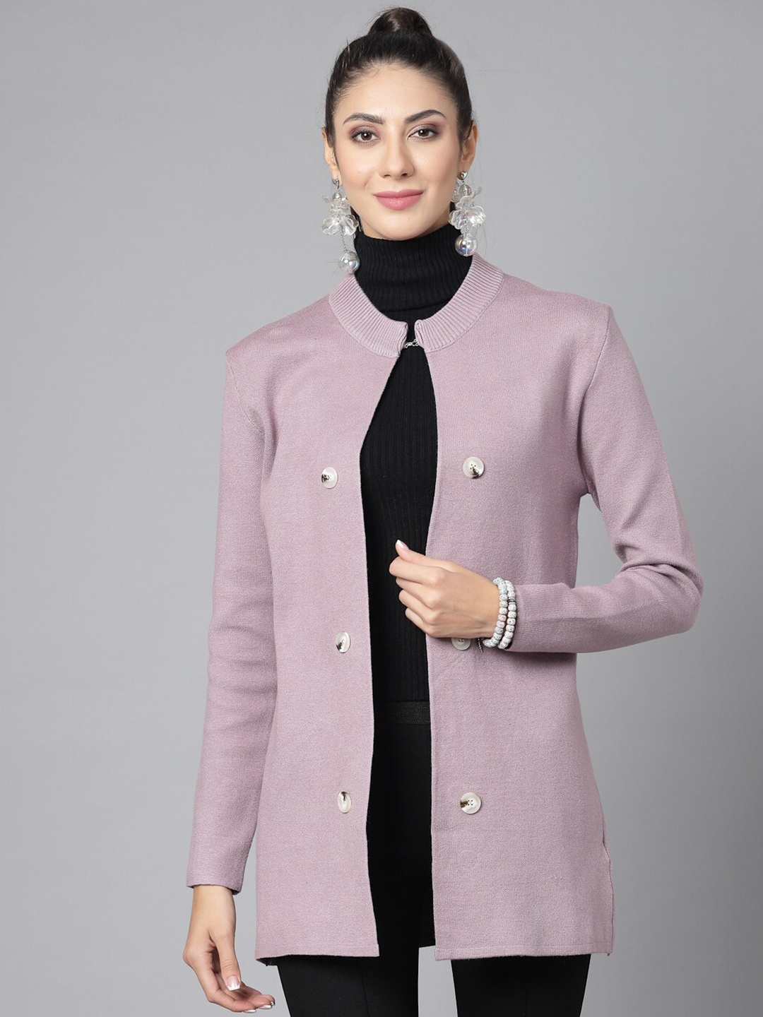 

Mafadeny Longline Open Front Shrug, Mauve