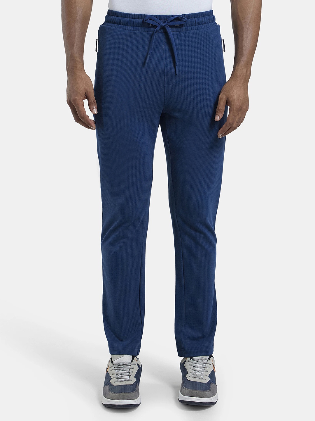 

Jockey Men Athleisure Cotton Rich Mesh Slim Fit Trackpants, Blue