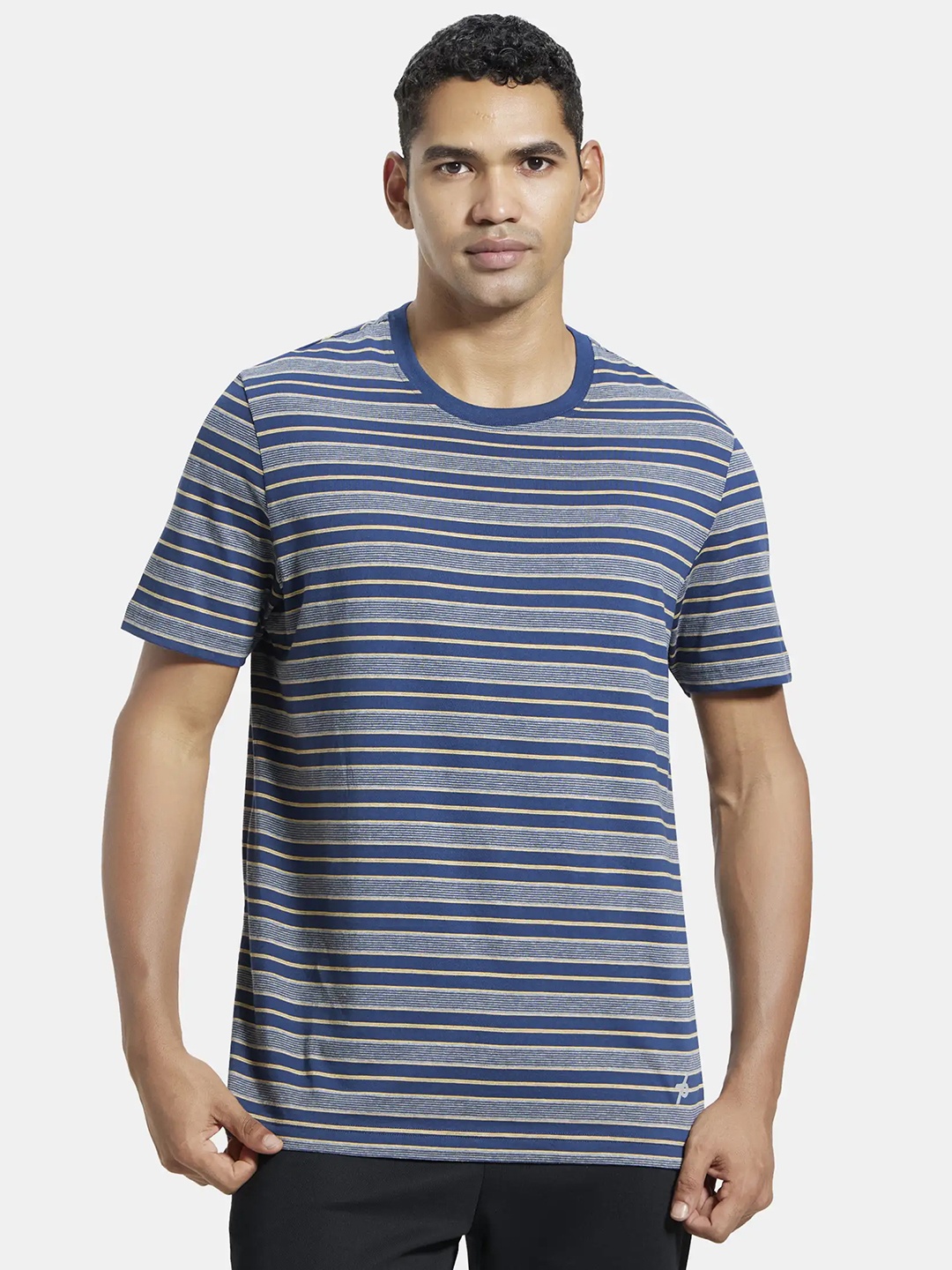 

Jockey Striped Round Neck Short Sleeves T-shirt, Blue