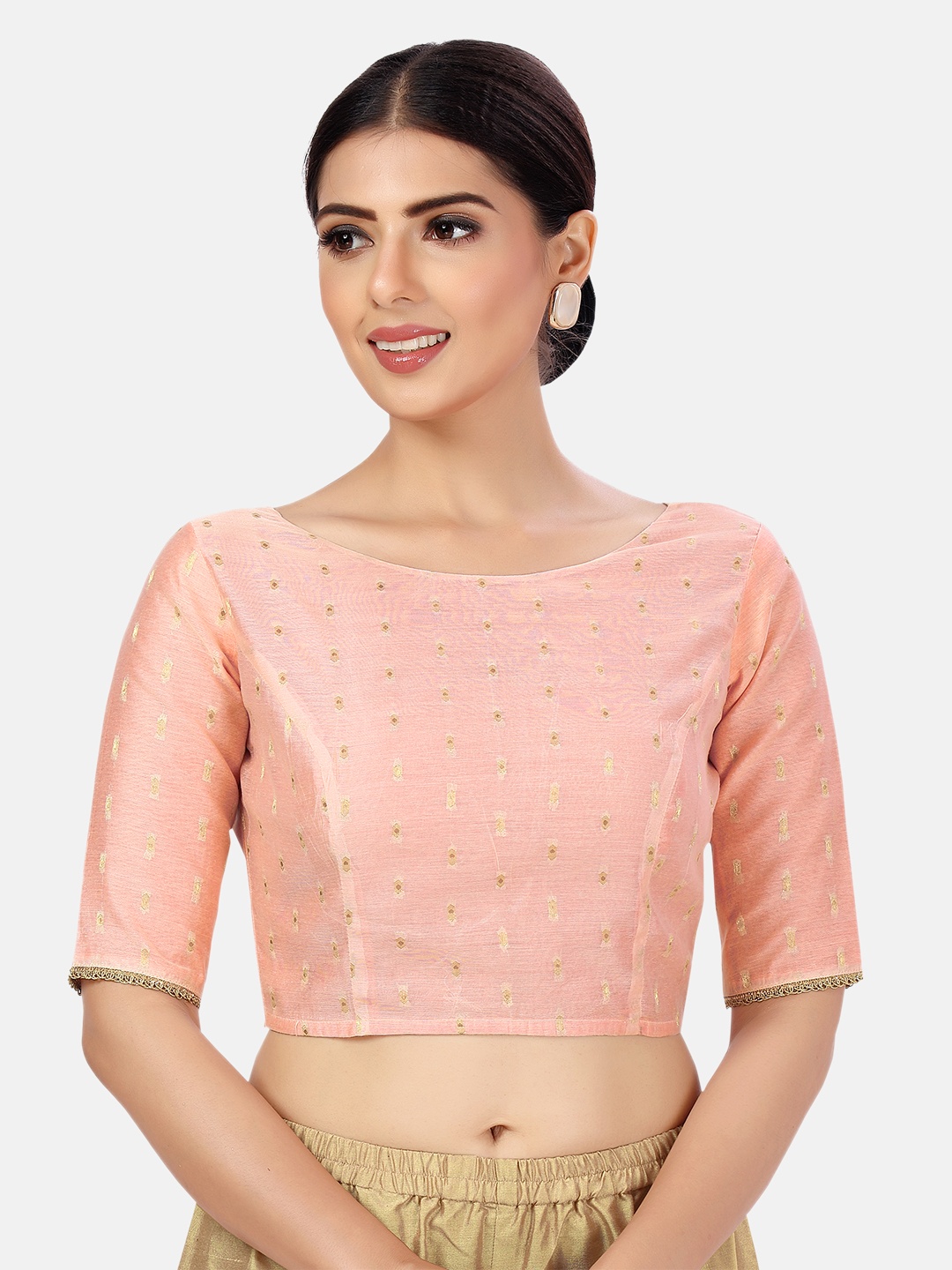 

Studio Shringaar Woven Design Saree Blouse, Peach