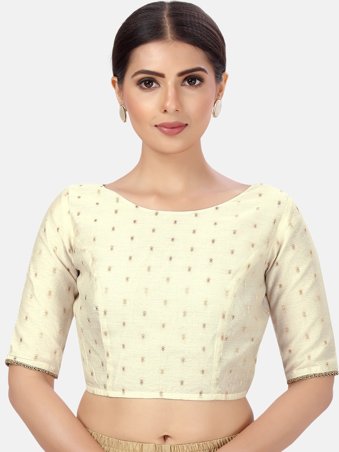 

Studio Shringaar Woven Design Saree Blouse, Cream