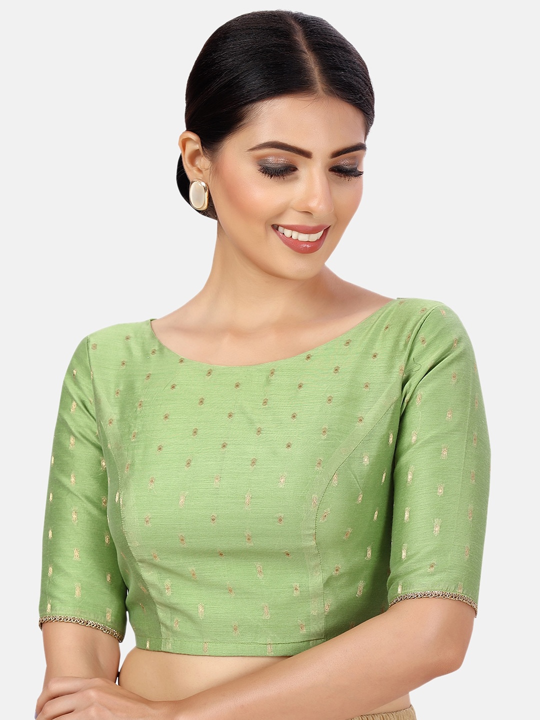 

Studio Shringaar Woven Design Saree Blouse, Green
